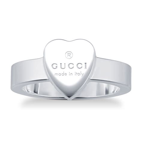 silver gucci ring|heart ring with gucci trademark.